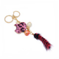 Luxo personalizado Fox Fur cauda Keychain liga pingente chaveiro