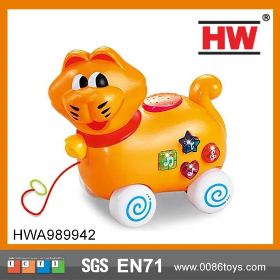 Cartoon Animals pull line  moving toy cat
