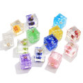 14mm Cube Tranparent Resin Beads with Simulation Pear Beads Filling Pendant Resin Charms for Earring Necklace Making Accessory