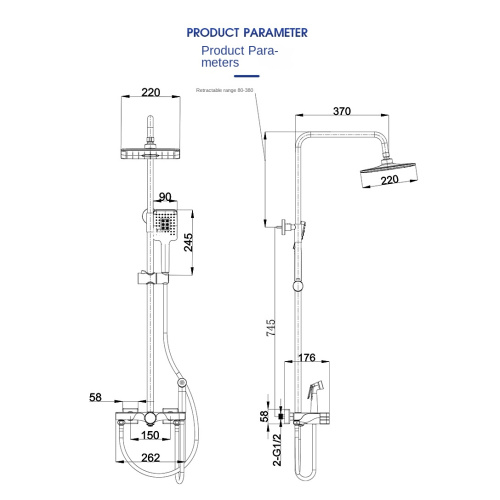 4-Function Brass Matte Black Rotary Switch Shower Set