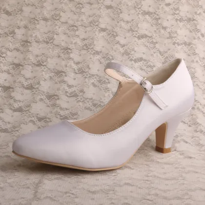 Womens Pointed Toe Mid-Heel Mary Janes