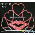 Red Rhinestone Heart Shape Custom Crowns For Sale