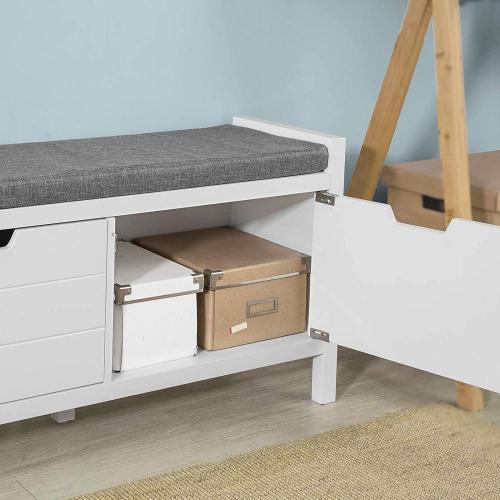 Padded Seat Cushion Storage Shoe Bench with Drawers