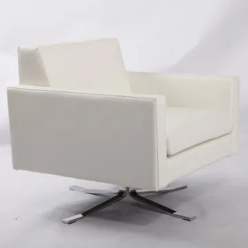 White Kennedee Rotatanle Leather Armchair