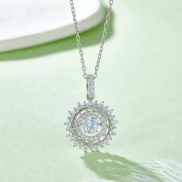 Luxury Moissanite Silver Necklace with Blooming Flower Design for Women