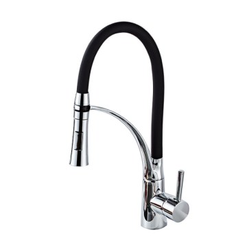 Feenice Black Rubber Pipe Flexible Swivel Sink Faucet Kitchen Mixer Tap