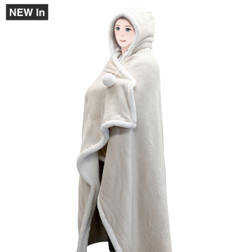 Super Soft Wearable Hooded Sherpa Blanket - Cozy Thick Fleece Snuggle Blanket