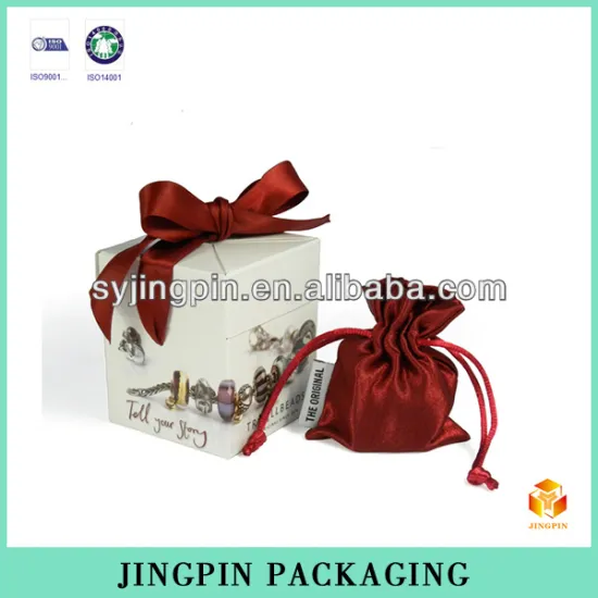 customized cardboard jewelry paper box with big ribbon