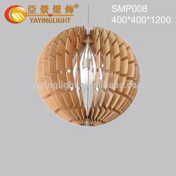 Artistic wooden pendant lamp lantern shape hanging light for hotel lobby,Creative wood pendant lamp