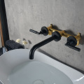 Wall mounted double lever double control bathroom faucet