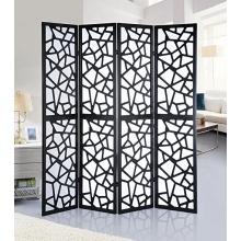 Pine wood 4-Panels Room Divider With Decorative Cutouts