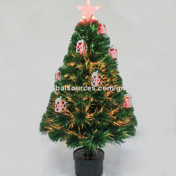 Red Candle LED Fiber-optic Tree with Top Star