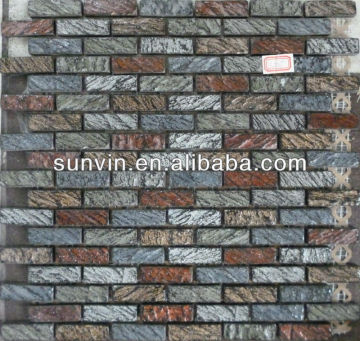 grey and red color resin mosaic wall tile