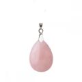 Collier pendentif en forme de goutte de quartz naturel Rose 28x35MM avec chaîne en argent de 45 cm