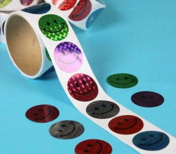 smiling face Labels laser Sticker