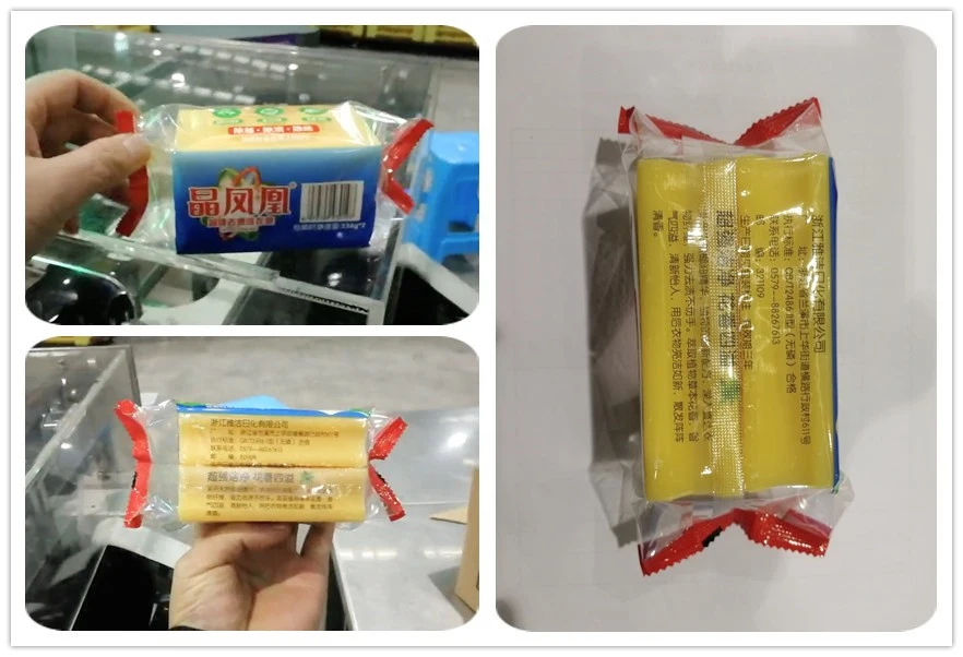 ホテル/ランドリー/洗浄石鹸用のSUS304自動フロープラスチックバッグパッキング包装ラインマシン