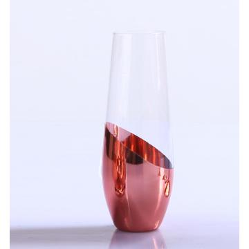 Vente chaude de verres à vin en or rose de galvanoplastie soufflée à la main