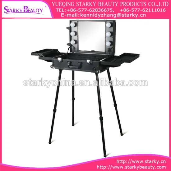 2016 Professional Makeup Trolley Case With Lighted Mirror