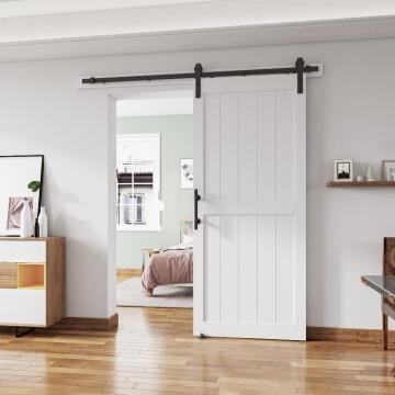Portes de grange blanc MDF MDF personnalisé avec matériel coulissant moderne