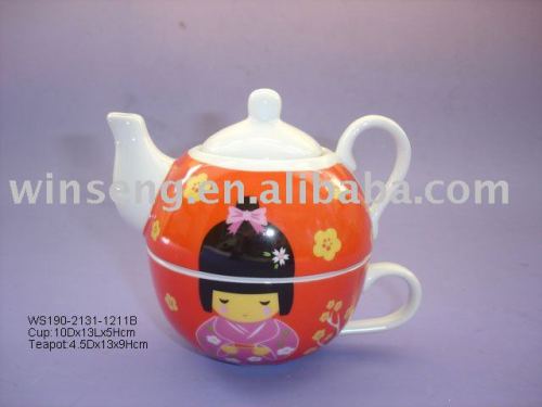 Wholesale Porcelain Cute doll Teapot Set