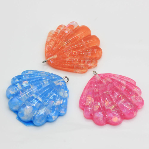 Colorful Glitter Shell Cabochon With Hanging Hole Mini Resin Charms For Kids Toy Decor Beads Slime Hanging Ornaments