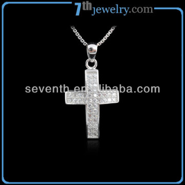 2014 New Cross Shaped 925 Sterling Silver Rhodium Plated Necklace