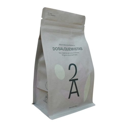 Bolsas de té kraft biodegradables al por mayor con cremallera