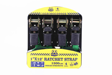 4PK Rubber Handle Easy Operation Ratchet Straps With 1500LBS