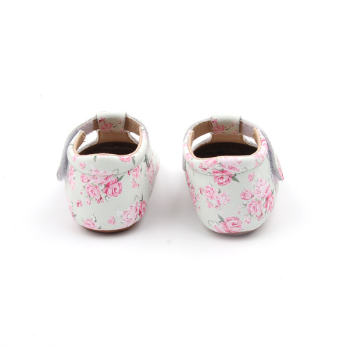 Baby Mädchen T-Riemen-Schuhe mit Blumendruck