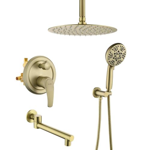 Badezimmer 3-Funktion Messing gebürstete goldene Duschschuhe Set