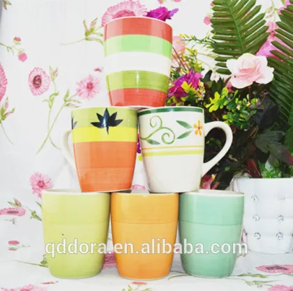 ceramic reactive decal mug/Ceramic Hand-printing Mug cheap/m&m ceramic promotional cup