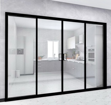 Modern Black Metal Sliding Door with Soft Close and Tempered Laminated Glass