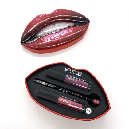 Girls' Beauty Design Makeup Sets: Lip Gloss and Liner Kit with Liquid Lipstick