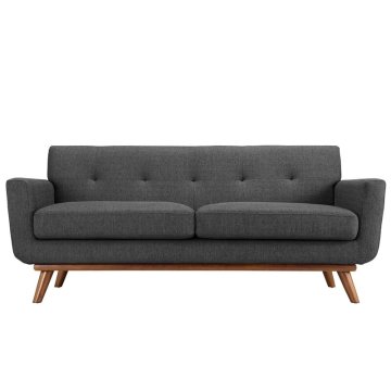 Mid-Century Style Square Arm Tufted Back Loveseat Sofa for Living Room