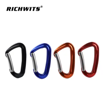 D Shape Aluminium Colorful Climbing Carabiner Hooks With Clips Spring Snap Climbing Carabiner Hook