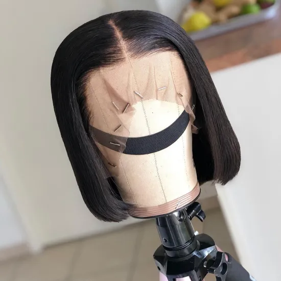 Cheap Straight Raw Indian Virgin Human Hair Hd Full Lace Frontal Bob Wigs Natural Human Hair Transparent Lace Front Wig Vendor