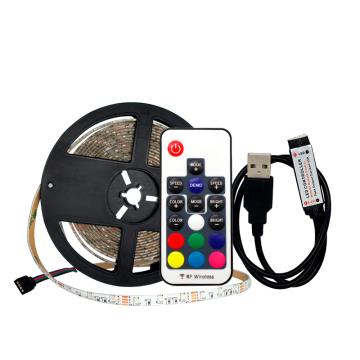 DC5V USB SMD2835/3528 RGB 5M IP65 एलईडी स्ट्रिप लाइट किट के साथ RF 17KEYS रिमोट कंट्रोलर टीवी स्क्रीन बैकलाइट के लिए