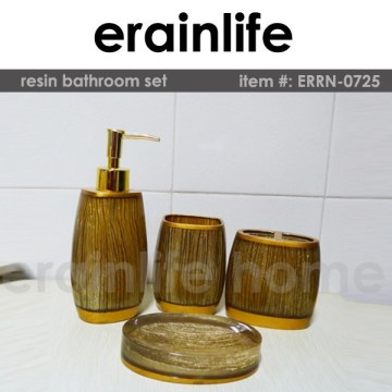 4 pcs top grade gold polyresin bathroom accessories /hotel bathroom set