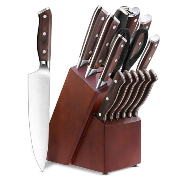 Kayu Pakka Forged 14-Piece Premium Knife Set dengan Blok Penyimpanan dan Rautan