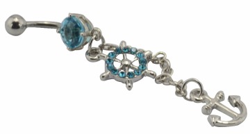 Fashion Body Jewelry Dangling Crystal Stainless Steel Jewelry Belly Barbell Ring Shining Navel Button Jewelry For Sexy Lady