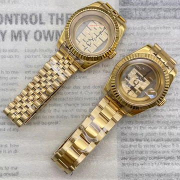 High-Quality 39mm Stainless Steel Gold-Color Case Bracelet Set for NH35 and NH36 Automatic Movements