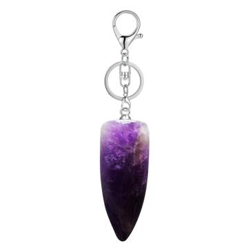 Bullet Shape Healing Pointed Chakra Key Chain Quartz Crystal Stone Charm Bullet Key Ring