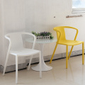 Stackable yellow pp plastic arm dining chair