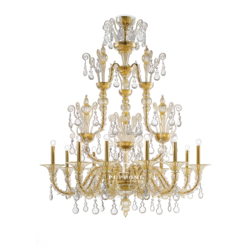 Gold Glass Crystal LED Pendant Chandelier for Weddings