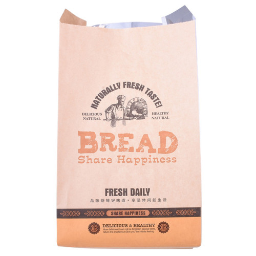 Genanvendelig brugerdefineret udskrivning Kraft Paper Bread Gusset Pouch med klart vindue