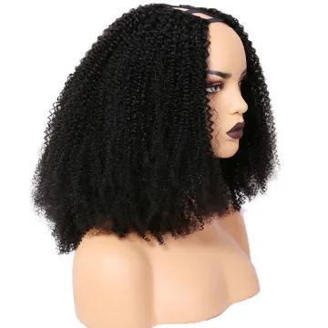 Wholesale 180% Density Raw Virgin Remy Brazilian Human Hair Jerry Curl Deep Loose Kinky Curly Wig U Part Human Hair Wigs
