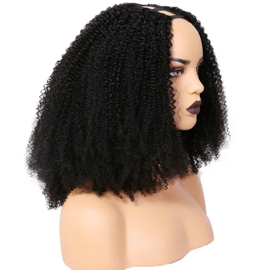 Wholesale 180% Density Raw Virgin Remy Brazilian Human Hair Jerry Curl Deep Loose Kinky Curly Wig U Part Human Hair Wigs