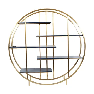 Commercial Art Glass and Stainless Steel Gold Display Bookshelf