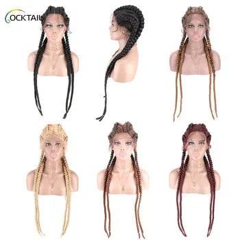 full lace box braided wig wholesale african micro braided lace front wig vendors cornrow braided wigs for black women