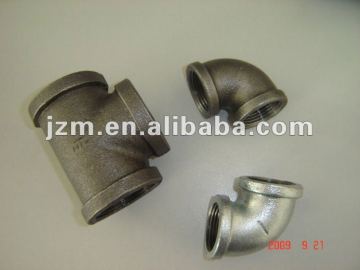 Black/galvanzied Cast iron Pipe Fitting Tee Equal 90 for gas and oil